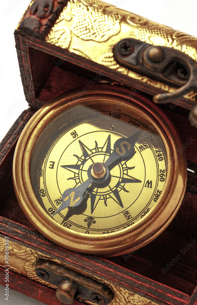 Vintage compass in box