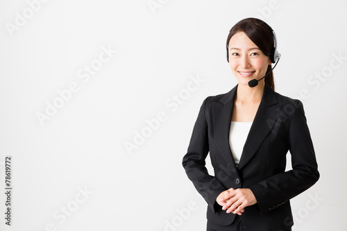 Plakat asian operator on white background