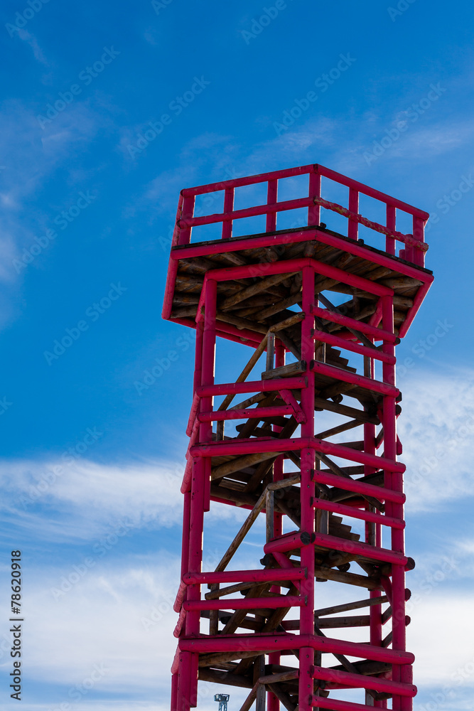 Observation tower of wood against the sky Observation tower of wood against the sky