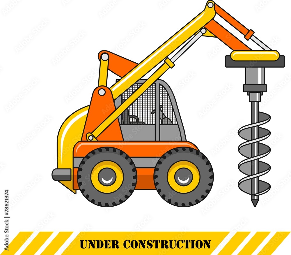 Naklejka premium Drilling equipment. Construction machines. Vector illustration