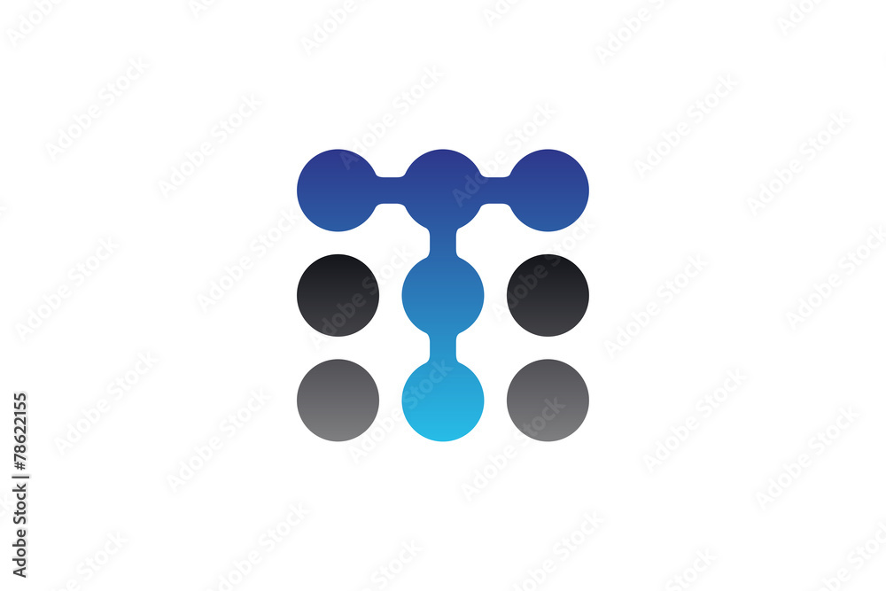 T letter dots technology logo T letter dots technology logo