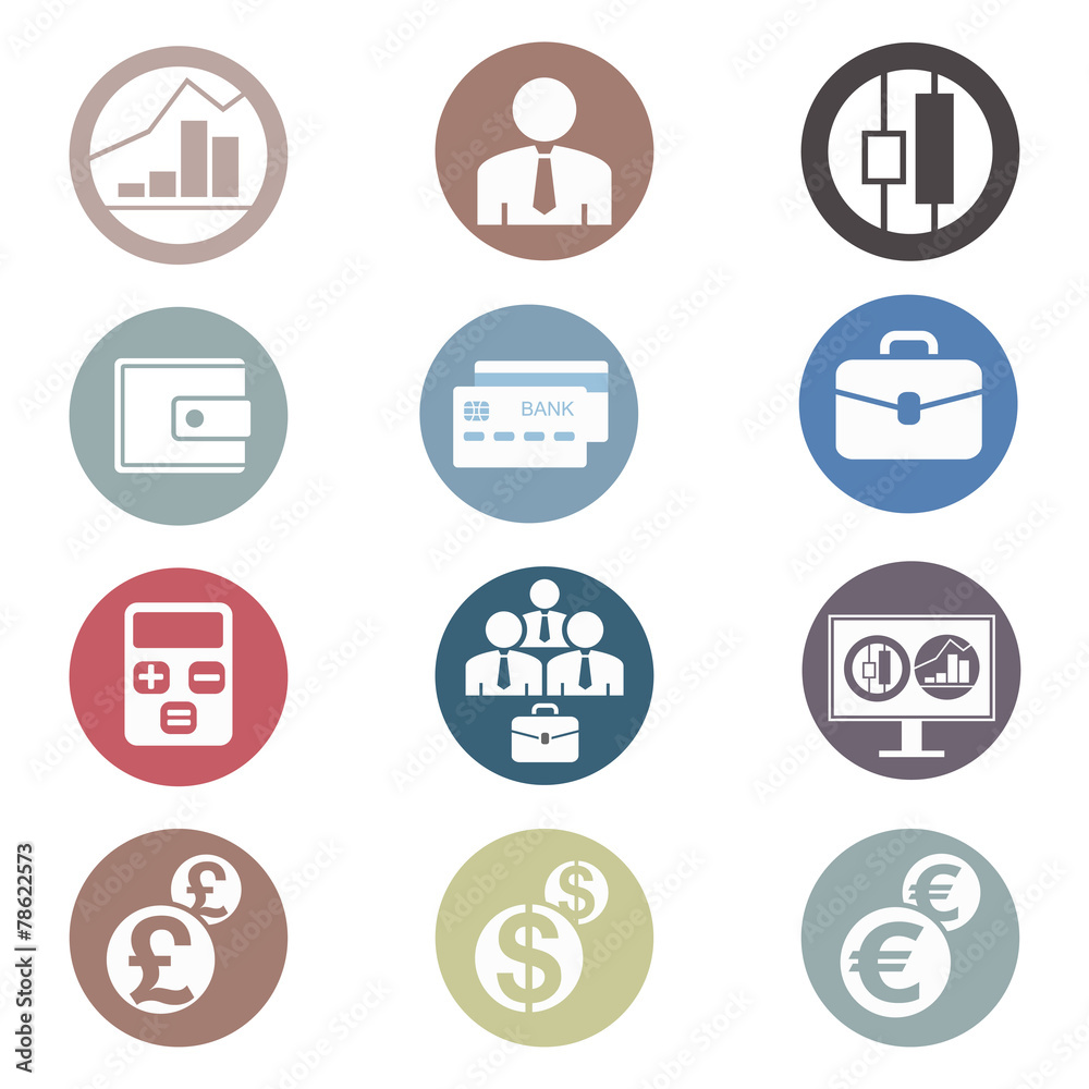 Colored Financial Icons Set