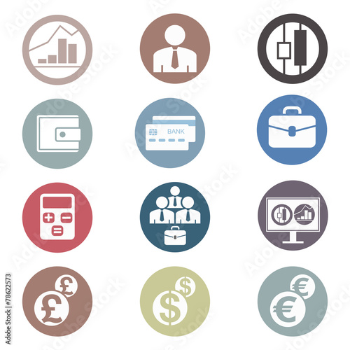 Colored Financial Icons Set