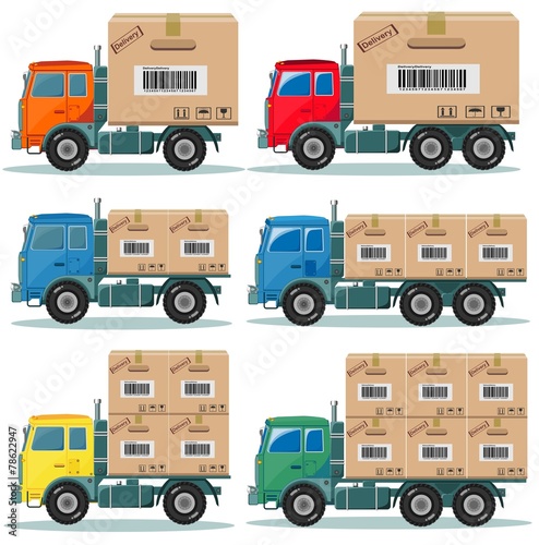 Truck for delivery vector set