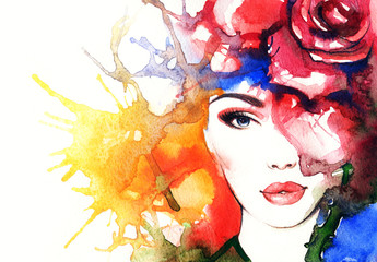 Leinwandbilder Aquarell Gesicht woman portrait  .abstract  watercolor .fashion background  © Anna Ismagilova