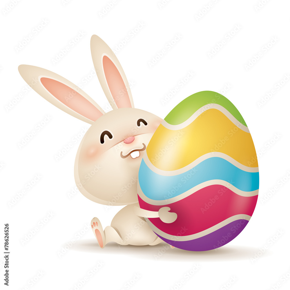 Easter bunny and egg - obrazy, fototapety, plakaty 