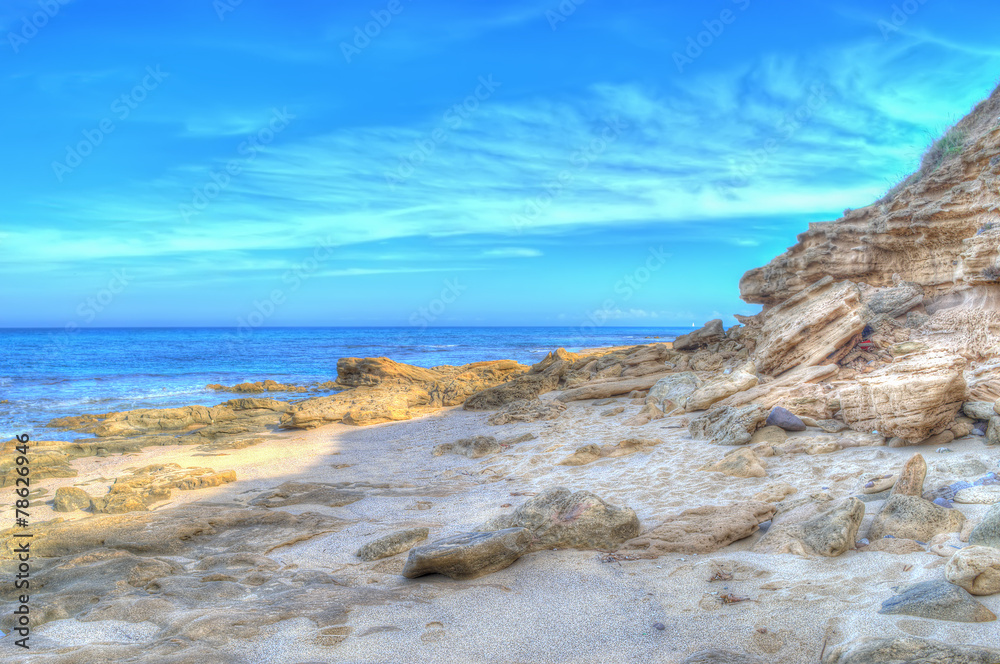 rocky shore in Sardinia in hdr