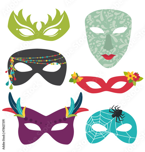 Isolated carnival masks