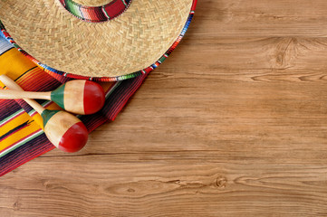 Sierkussen Mexico Mexicaanse sombrero op houten vloer  © david_franklin