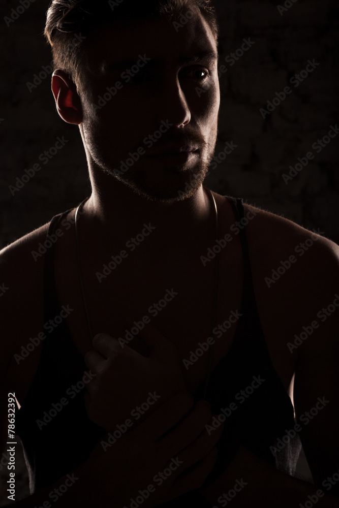 silhouette of a man on a black background