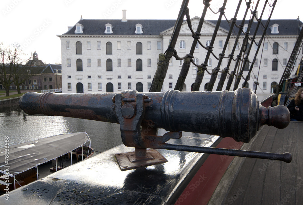 Cannon on a ship