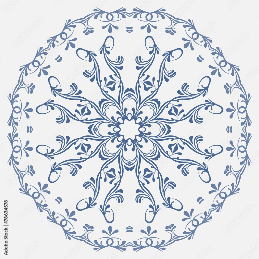 the circular blue pattern in Russian style
