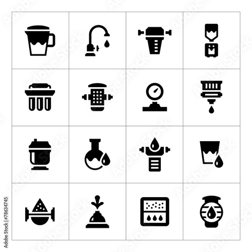 Set icons of water filters