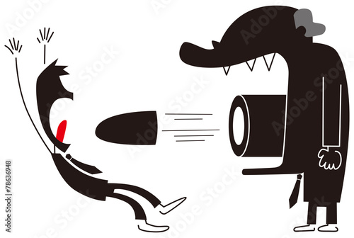 口撃するビジネスマン