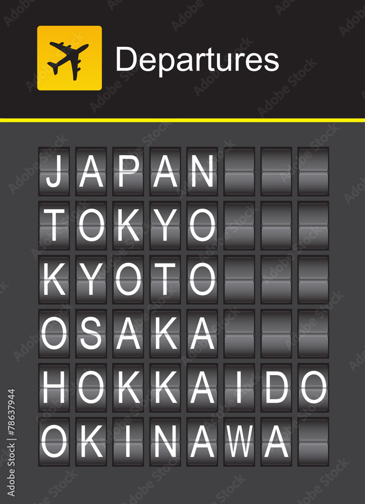 Fototapeta premium Japan flip alphabet airport departures