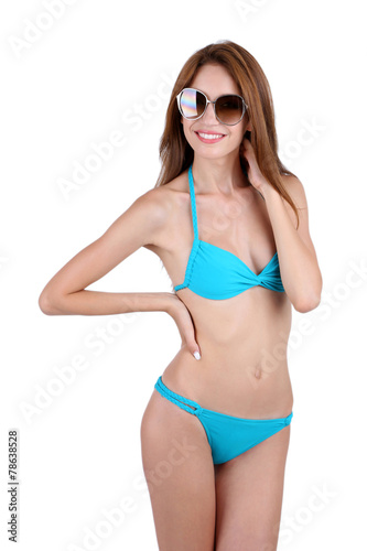 Beautiful young woman in swimsuit isolated on white © Africa Studio