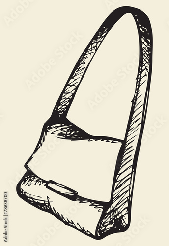 Bag with a long handle. Vector sketch