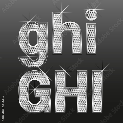 metall diamond letters and numbers big and small
