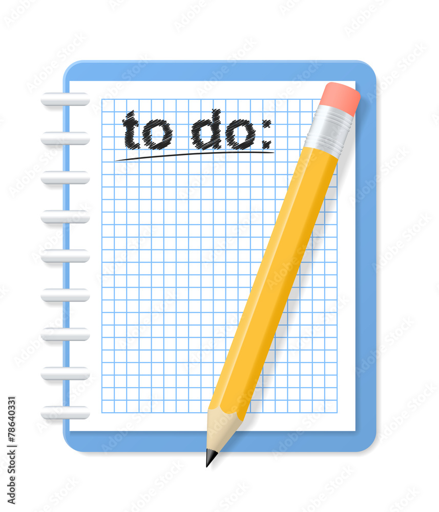 Checkered notebook and pencil. To do list. Vector illustration Checkered notebook and pencil. To do list. Vector illustration