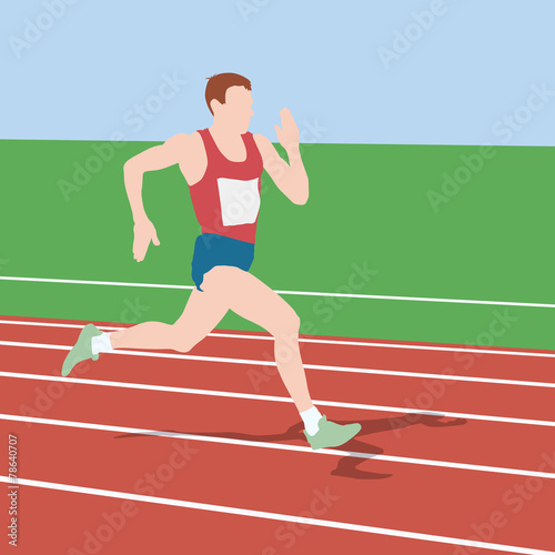 Athlete on running race, silhouettes. Vector illustration.