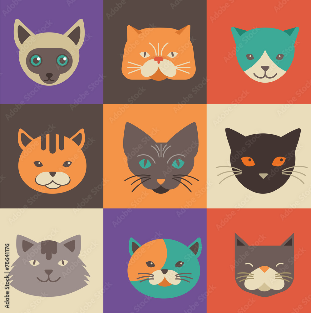 Collection of cat vector icons and illustrations Collection of cat vector icons and illustrations