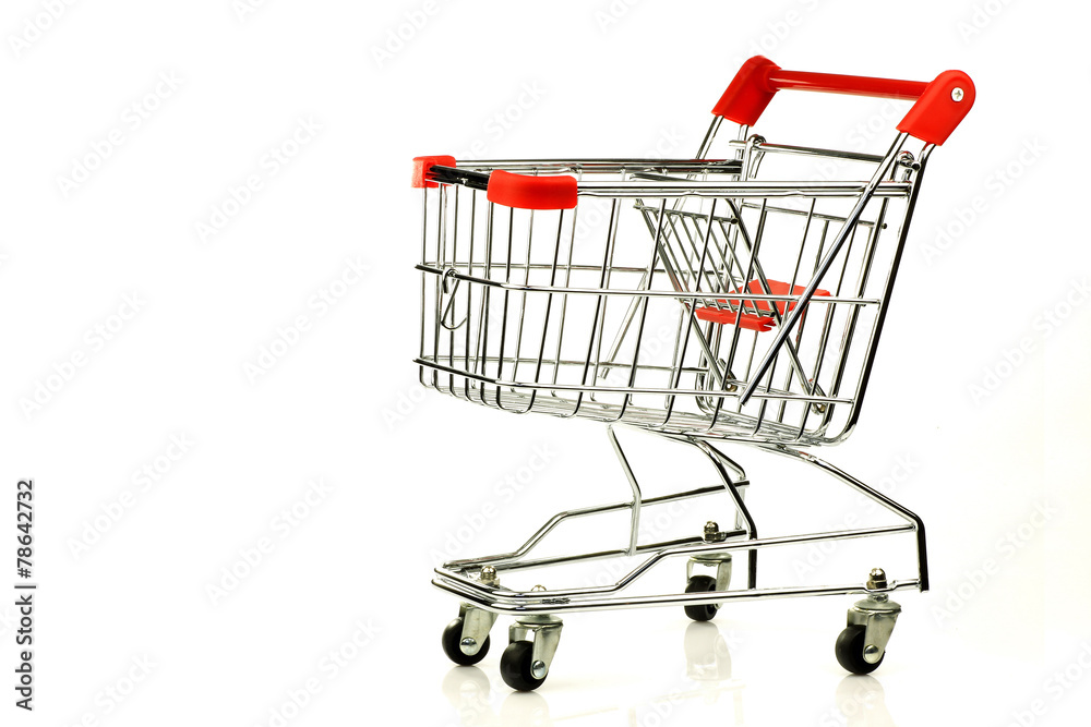 empty shopping cart on a white background empty shopping cart on a white background