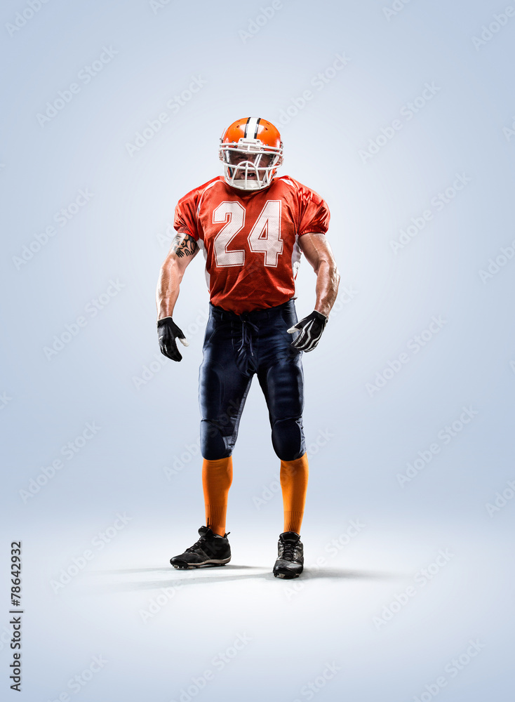 American football player in action white isolated American football player in action white isolated