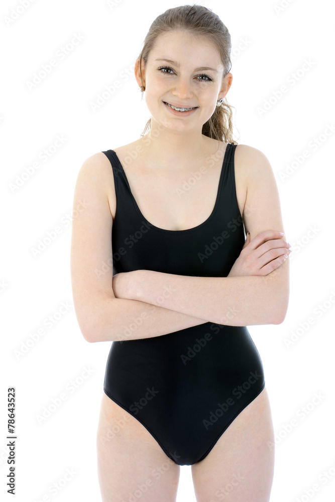 Teen in Swimsuit lächelt Stock Photo