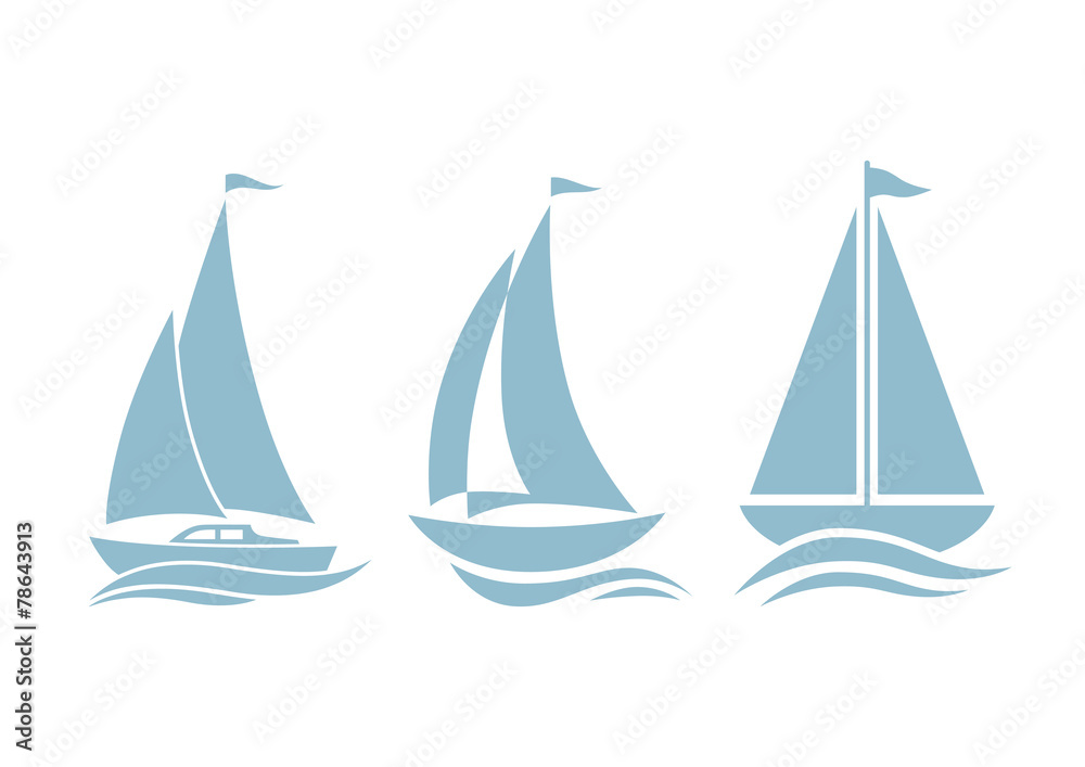 Sailboat icons on white background
