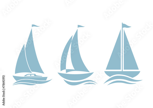Sailboat icons on white background