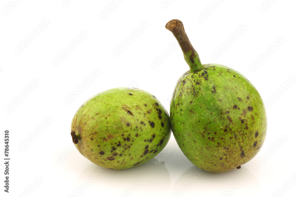 fresh walnuts (Juglans regia) on a white background fresh walnuts (Juglans regia) on a white background