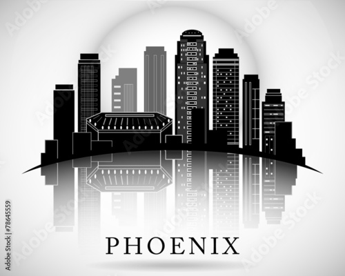 Phoenix  Arizona skyline. Detailed vector silhouette