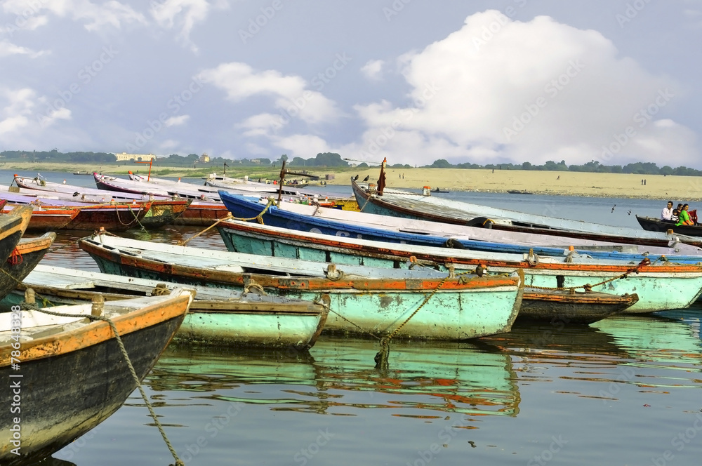 Obraz premium Vintage boats in Varanasi - India