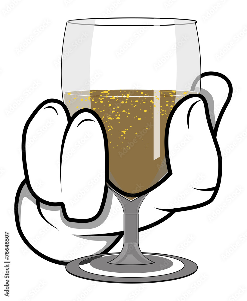 Cartoon Hand Holding Wine Glass Vector Illustration Stock Vector
