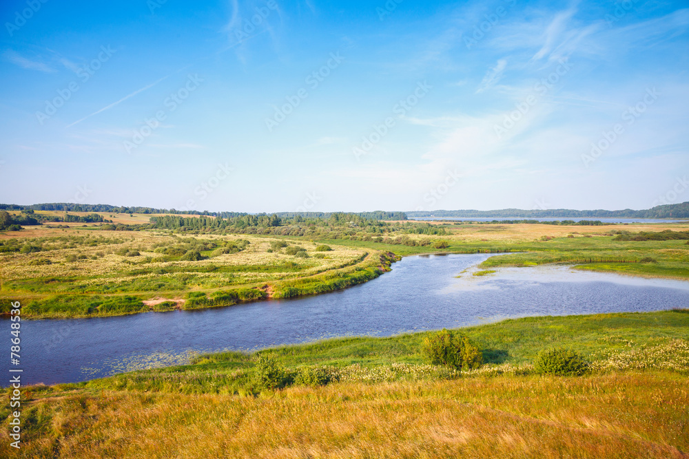 Sorot river, empty rural Russian landscape