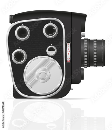 old retro vintage movie video camera vector illustration