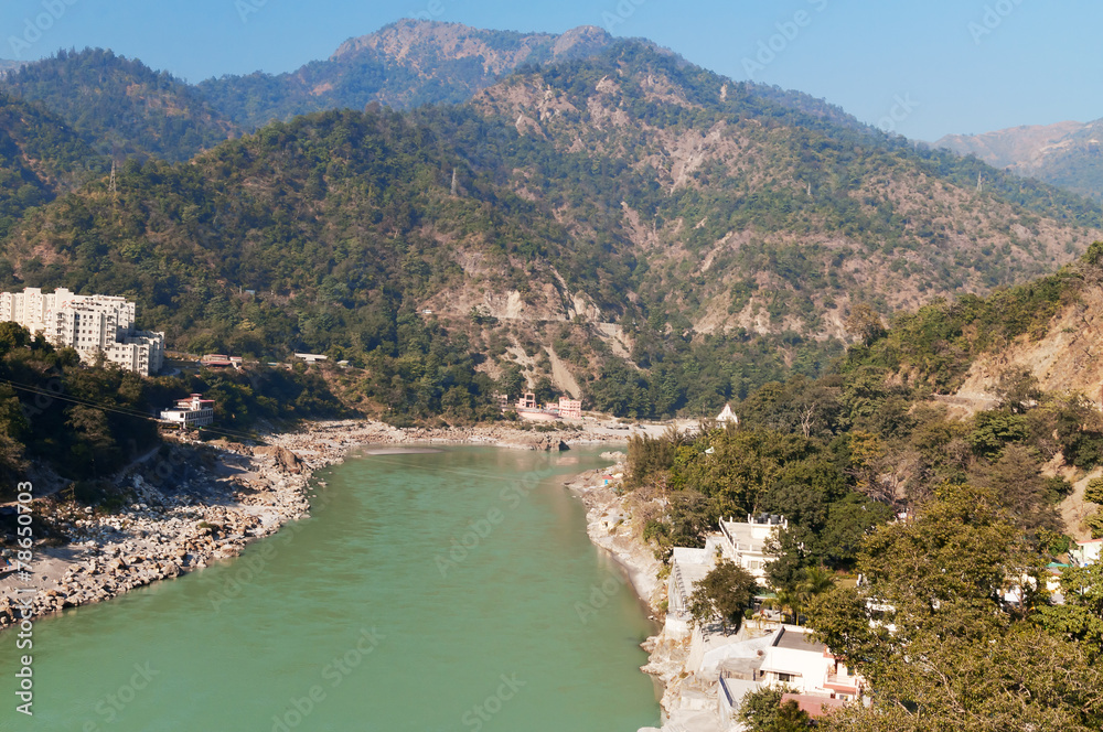 View of River Ganges in Laxman Jhula at the moning