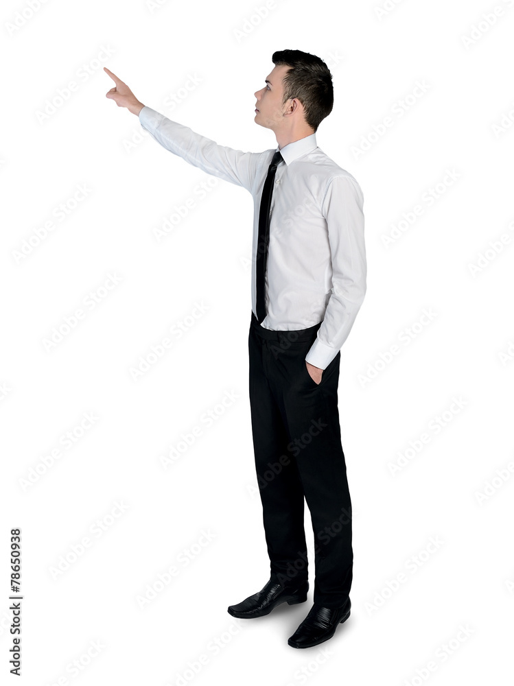Business man pointing something Business man pointing something