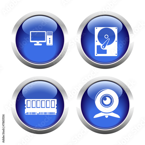 Set of colored buttons for web, computer, memory, webcam, hard d © Machara