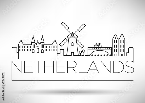 Netherlands City Line Silhouette Typographic Design photo