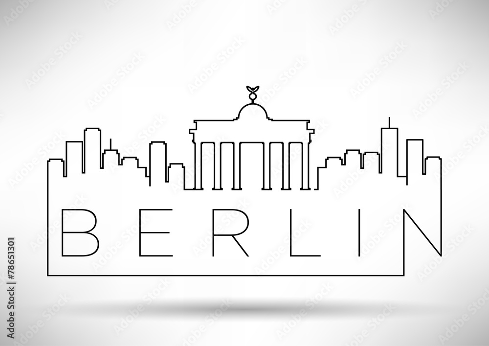 Berlin City Line Silhouette Typographic Design