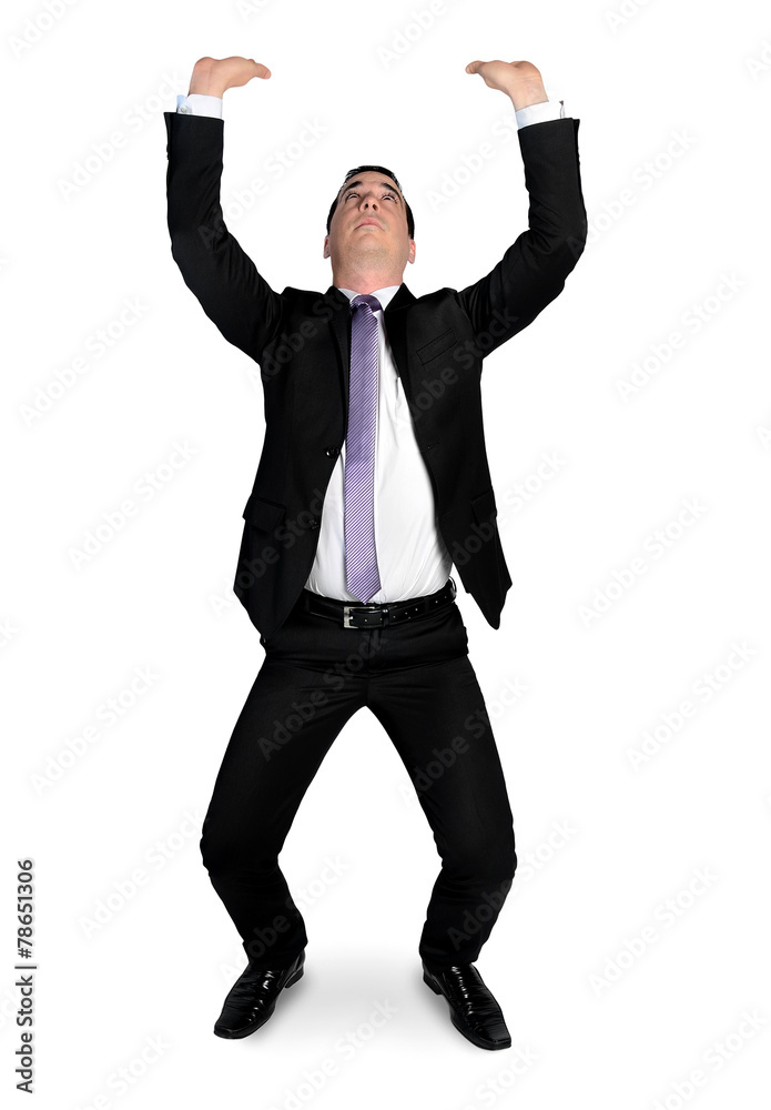 Business man lifting something Business man lifting something
