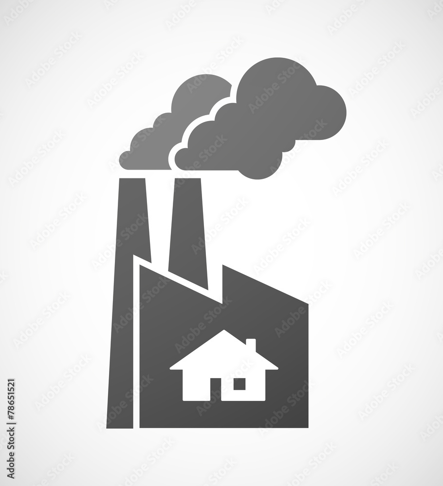 Industrial factory icon with a house Industrial factory icon with a house