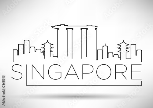 Singapore City Line Silhouette Typographic Design