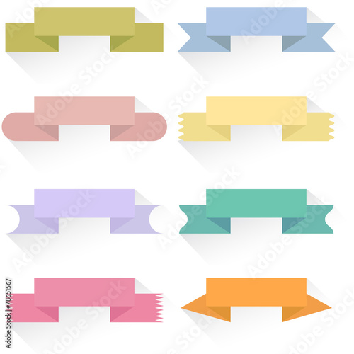 Modern colored ribbons and banners for your text. Isolated on wh