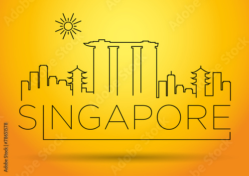 Singapore City Line Silhouette Typographic Design