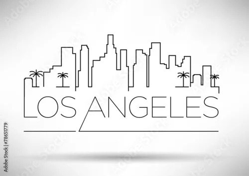 Obraz Los Angeles City Line sylwetka projekt typograficzny