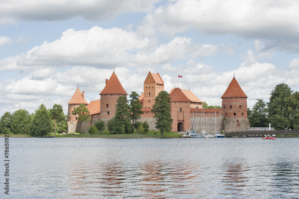Trakai Castle on Lake Galve (Lithuania)..