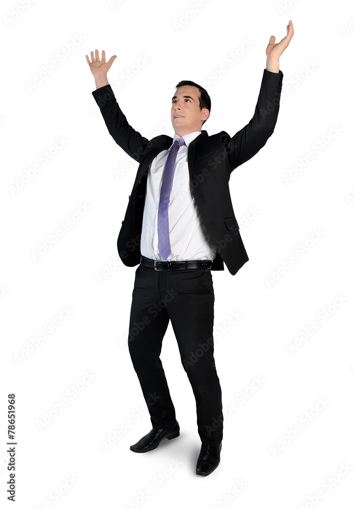 Business man arms up Business man arms up