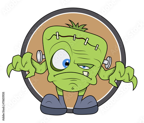 Frankenstein Monster Cartoon - Halloween Vector Illustration